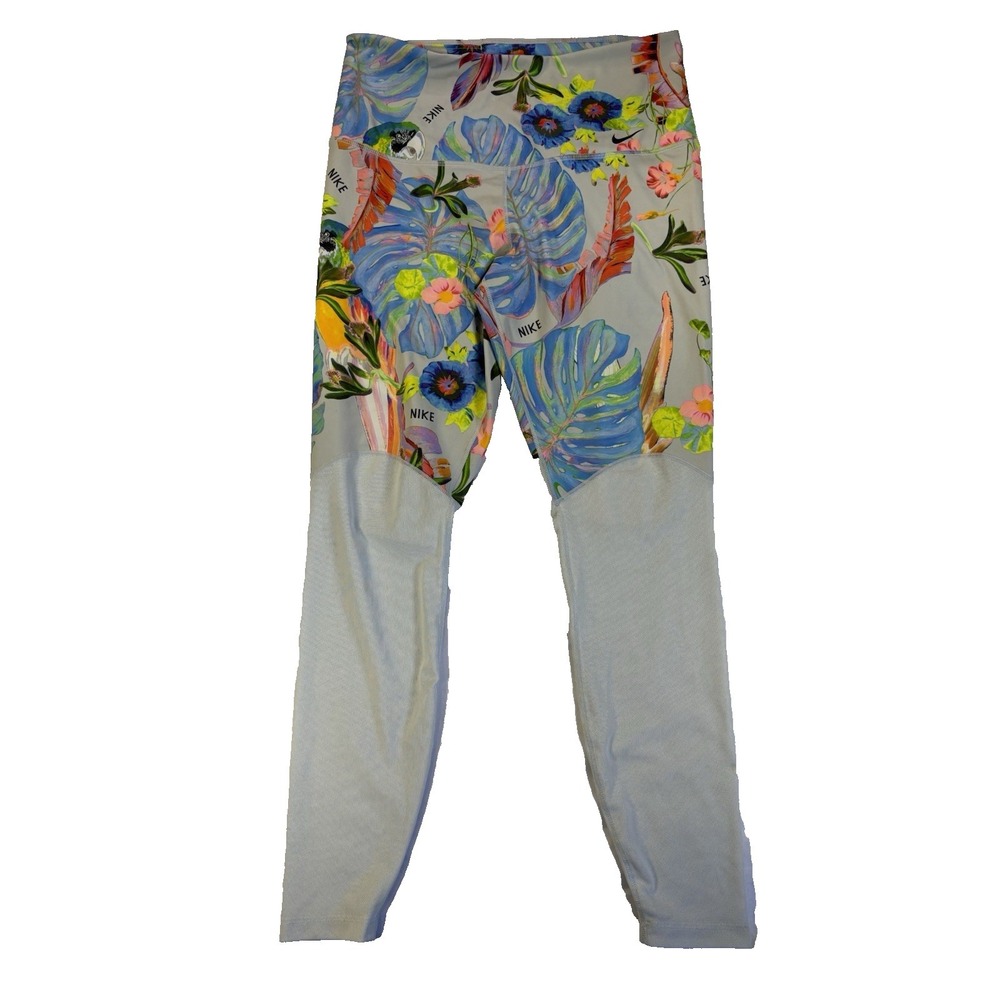 Nike Dri-Fit‎ Women's L Victory Training Leggings Tropical Mesh Performance Gym